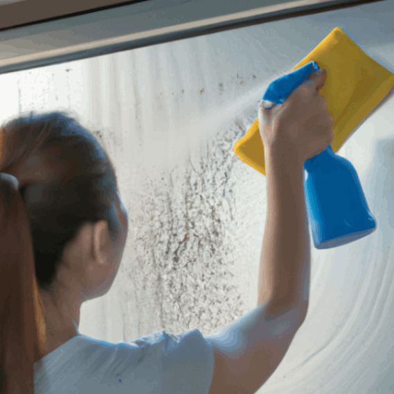 women cleaning window